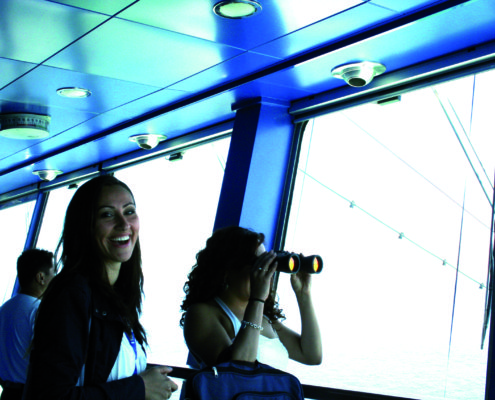 Participants visiting the bridge of the Ro-Pax vessel during the MOST course